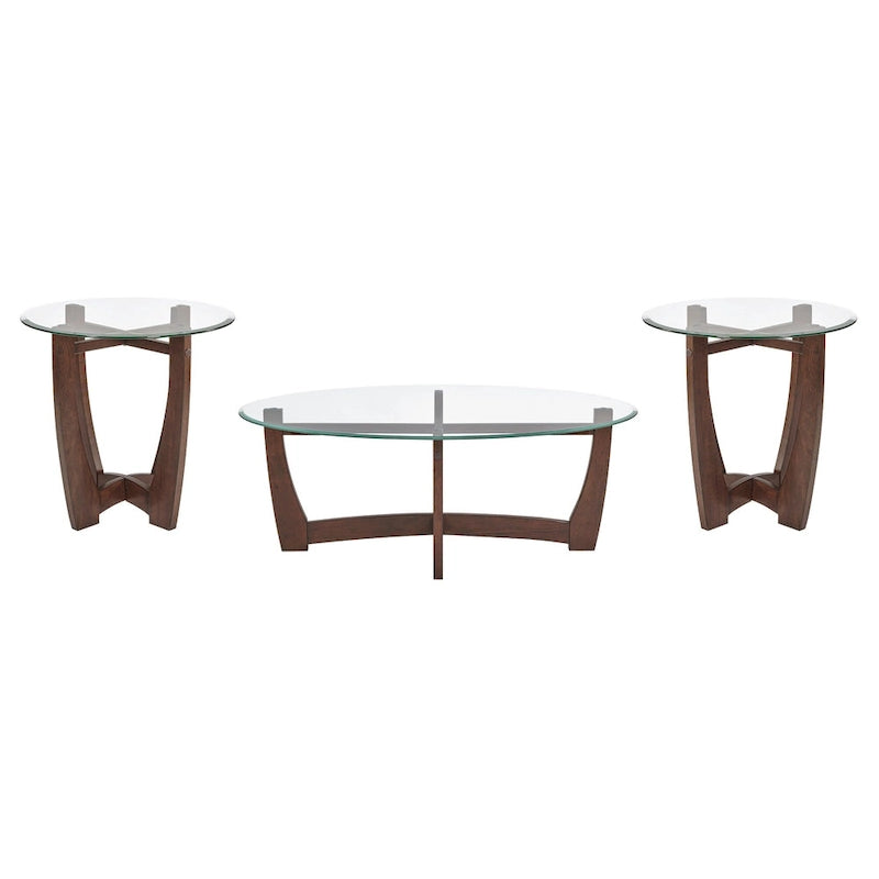 23.5-Inch Round Tempered Glass Coffee Table with Solid Wood Frame