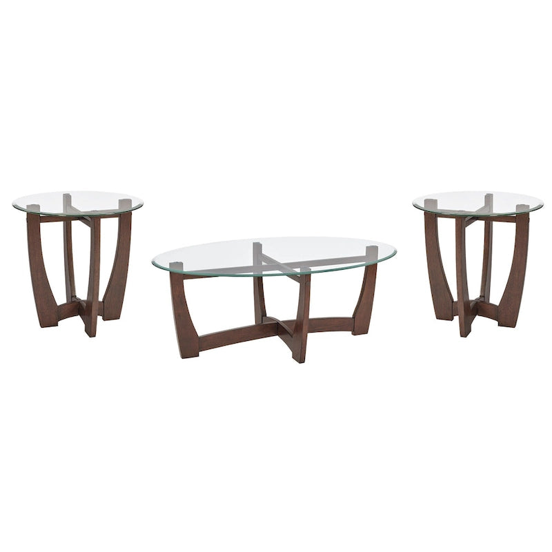 23.5-Inch Round Tempered Glass Coffee Table with Solid Wood Frame