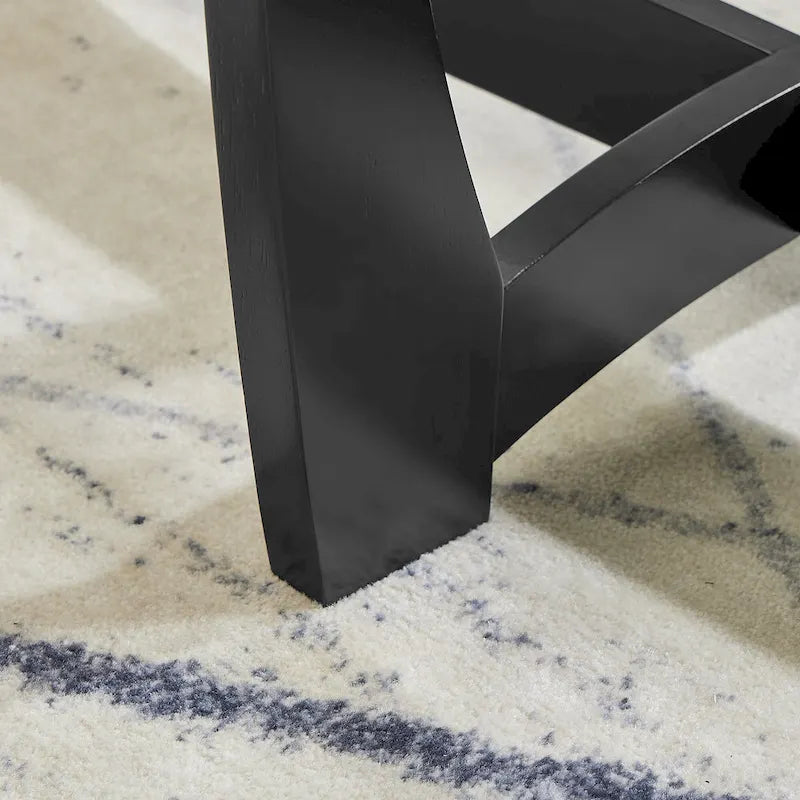 23.5-Inch Round Tempered Glass Coffee Table with Solid Wood Frame