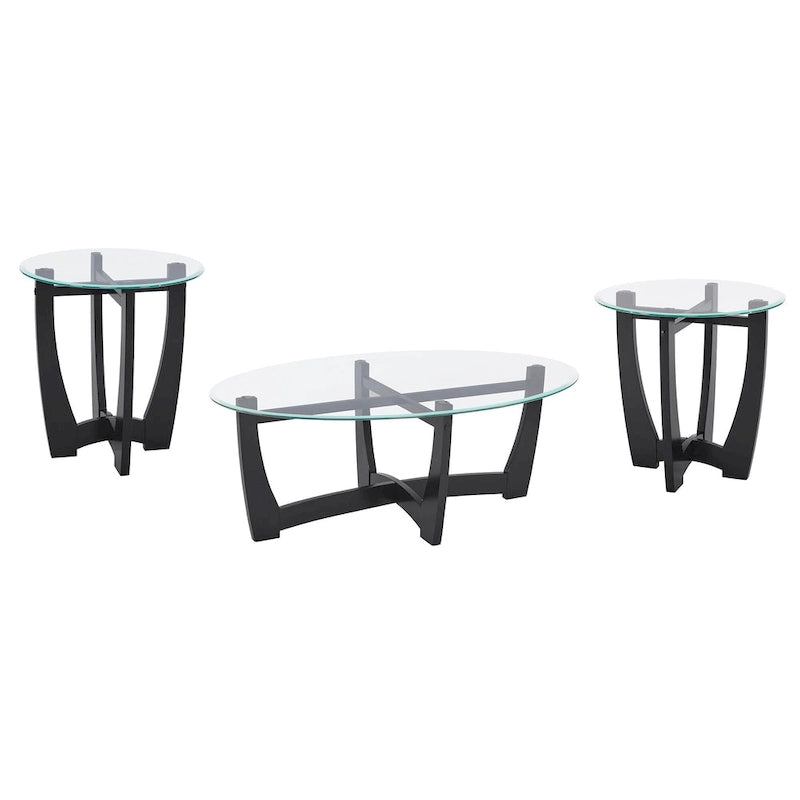 23.5-Inch Round Tempered Glass Coffee Table with Solid Wood Frame