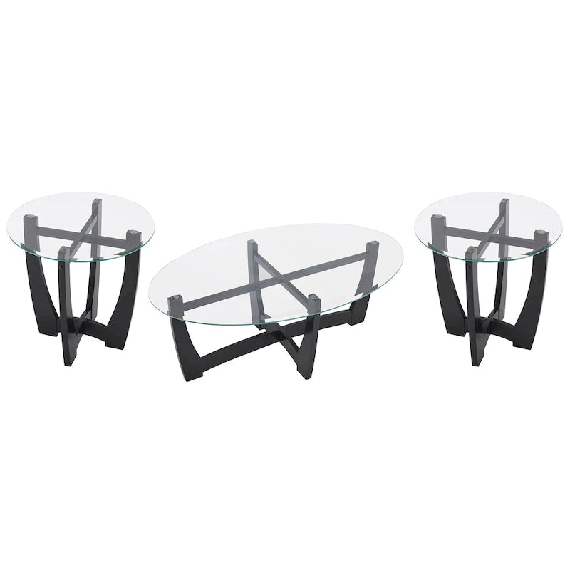 23.5-Inch Round Tempered Glass Coffee Table with Solid Wood Frame