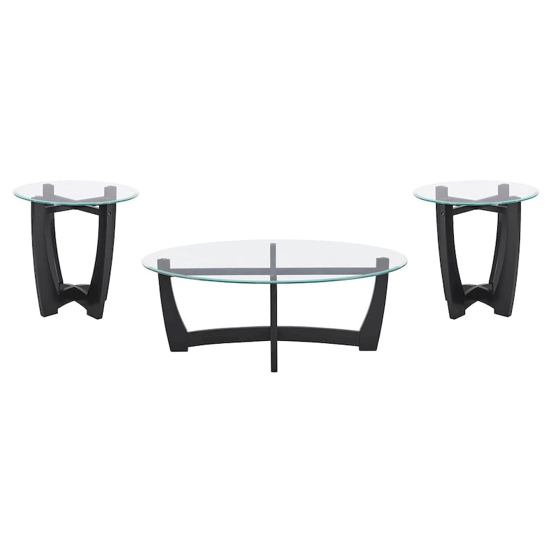 23.5-Inch Round Tempered Glass Coffee Table with Solid Wood Frame
