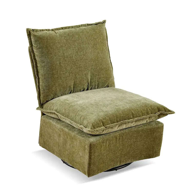 Upholstered 360° Swivel Accent Chair with Curved Ergonomic Back