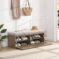 49-Inch Entryway Shoe Storage Bench with Pull-Down Doors & Padded Cushion