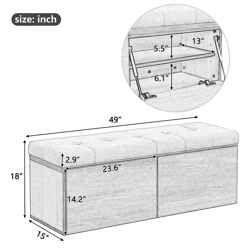 49-Inch Entryway Shoe Storage Bench with Pull-Down Doors & Padded Cushion