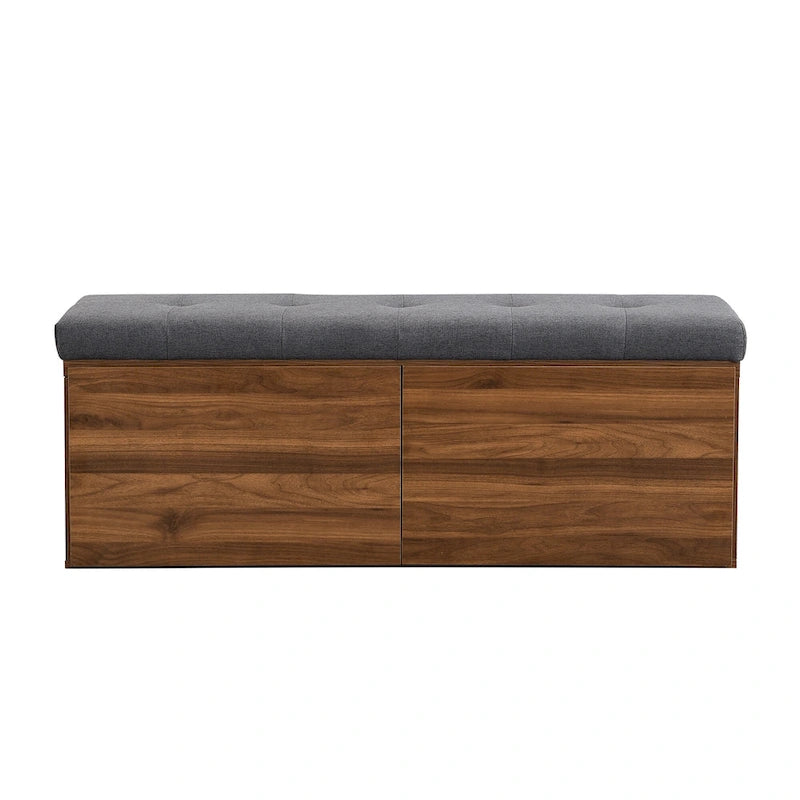 49-Inch Entryway Shoe Storage Bench with Pull-Down Doors & Padded Cushion