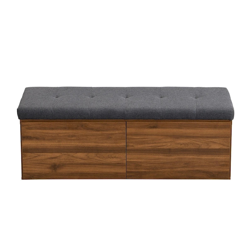 49-Inch Entryway Shoe Storage Bench with Pull-Down Doors & Padded Cushion
