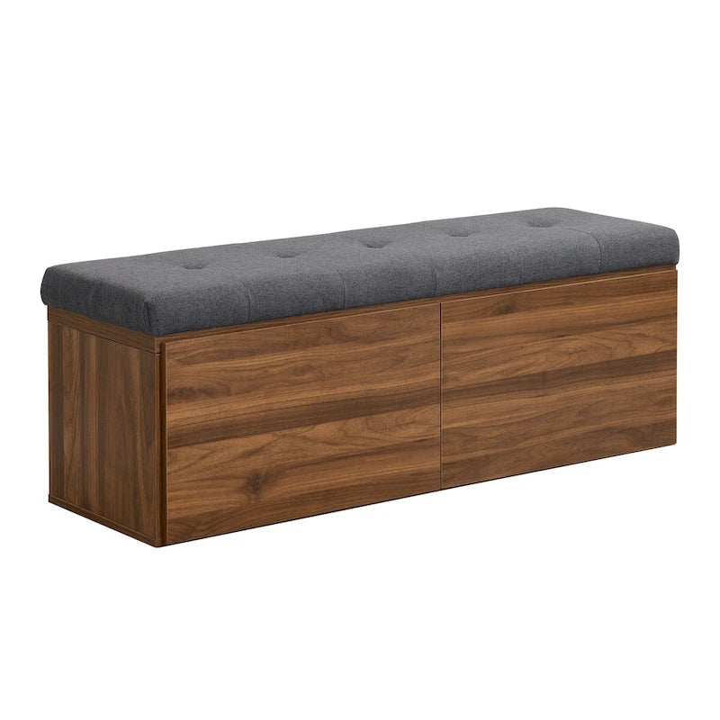 49-Inch Entryway Shoe Storage Bench with Pull-Down Doors & Padded Cushion