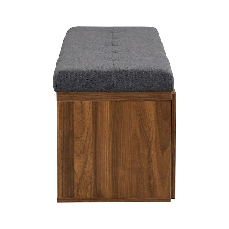 49-Inch Entryway Shoe Storage Bench with Pull-Down Doors & Padded Cushion