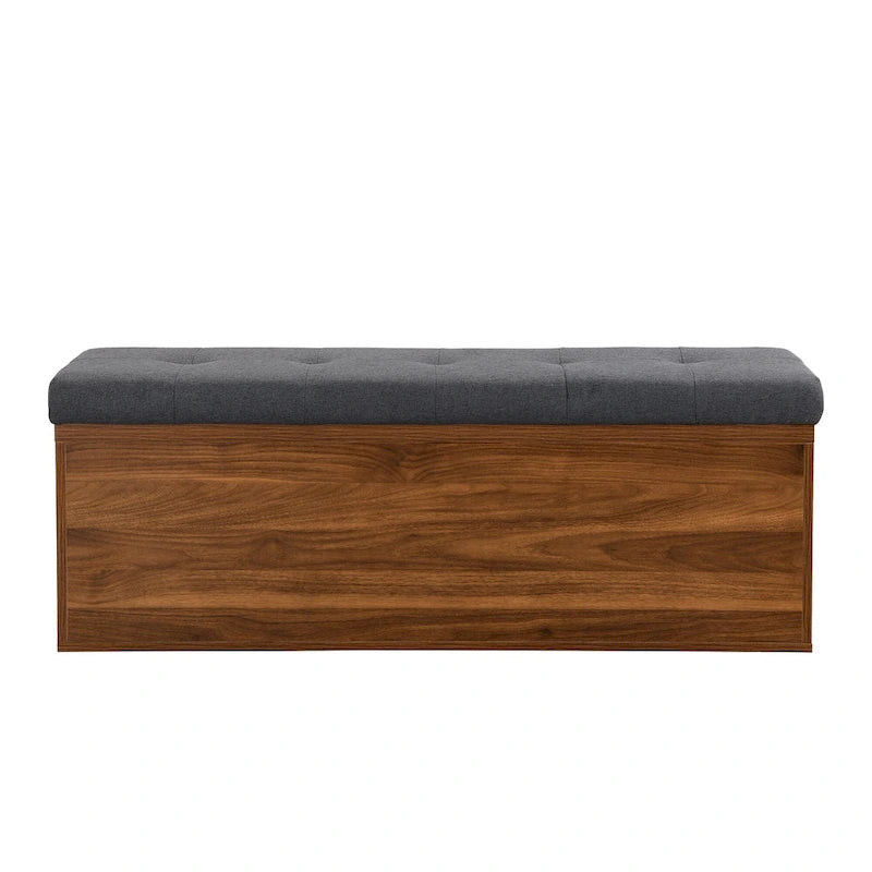 49-Inch Entryway Shoe Storage Bench with Pull-Down Doors & Padded Cushion