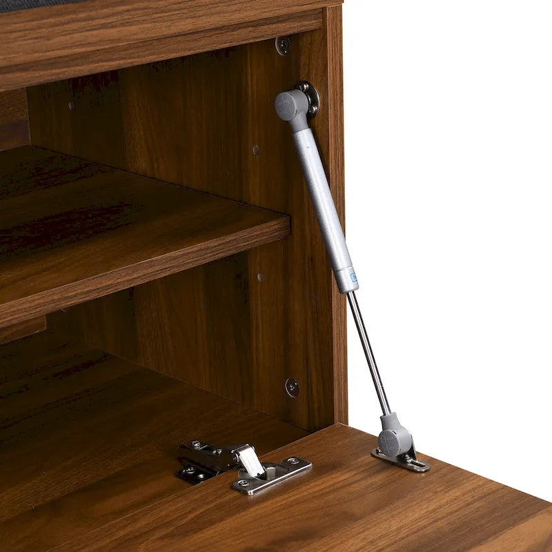 49-Inch Entryway Shoe Storage Bench with Pull-Down Doors & Padded Cushion