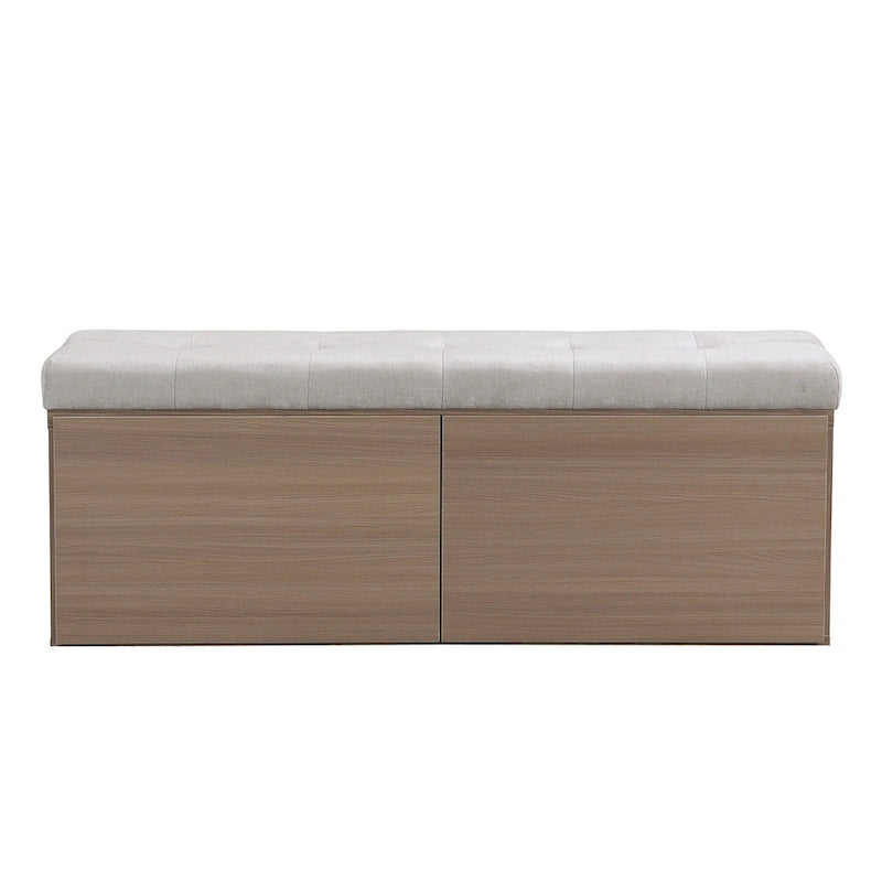 49-Inch Entryway Shoe Storage Bench with Pull-Down Doors & Padded Cushion