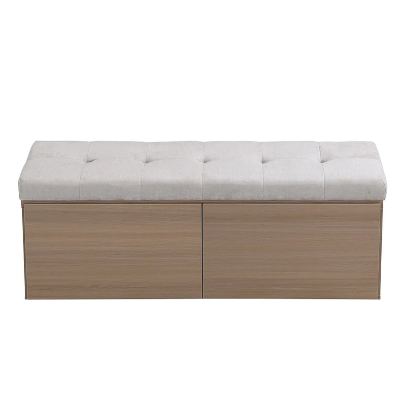 49-Inch Entryway Shoe Storage Bench with Pull-Down Doors & Padded Cushion