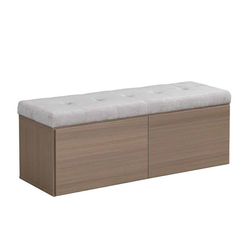 49-Inch Entryway Shoe Storage Bench with Pull-Down Doors & Padded Cushion