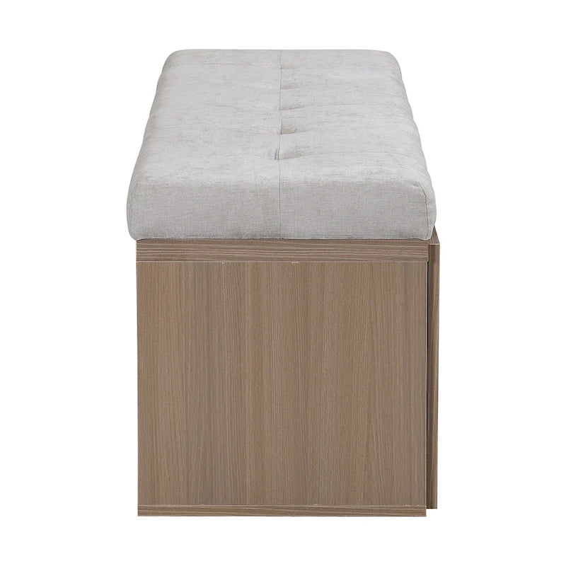 49-Inch Entryway Shoe Storage Bench with Pull-Down Doors & Padded Cushion