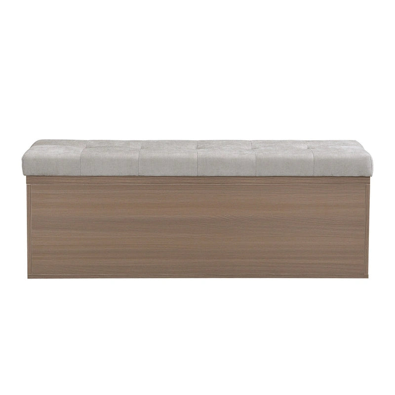 49-Inch Entryway Shoe Storage Bench with Pull-Down Doors & Padded Cushion