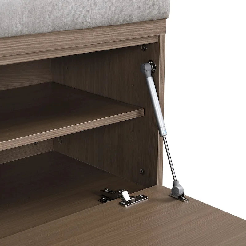 49-Inch Entryway Shoe Storage Bench with Pull-Down Doors & Padded Cushion