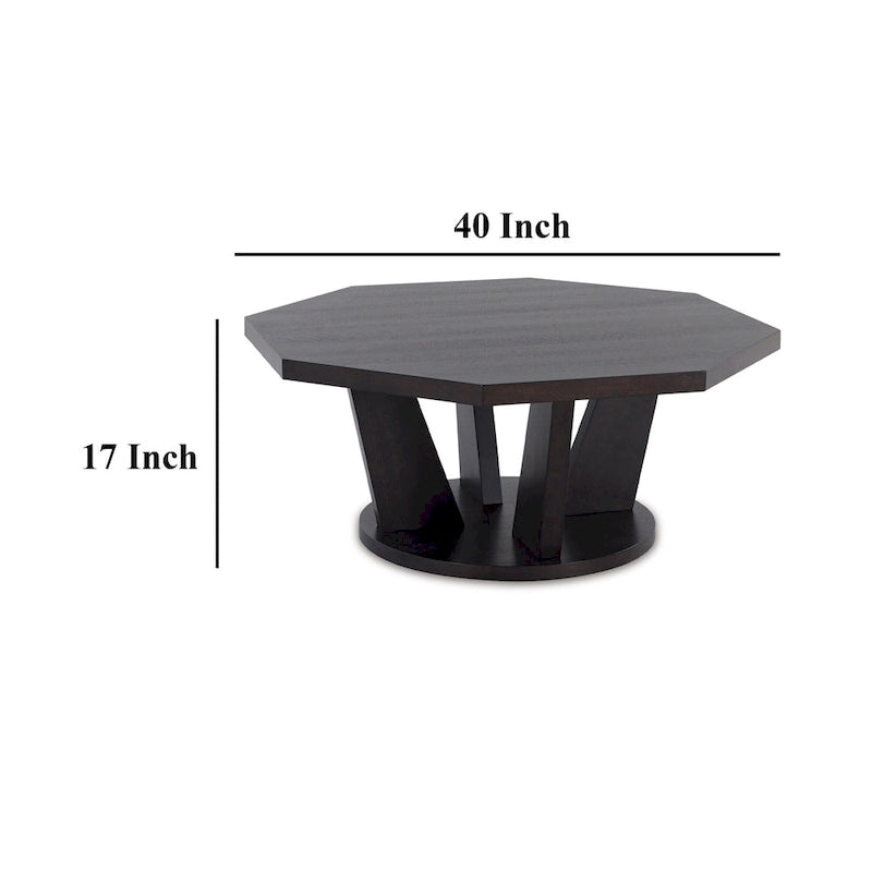 Tavolino da cocktail da 40 pollici ottagonale in legno marrone espresso