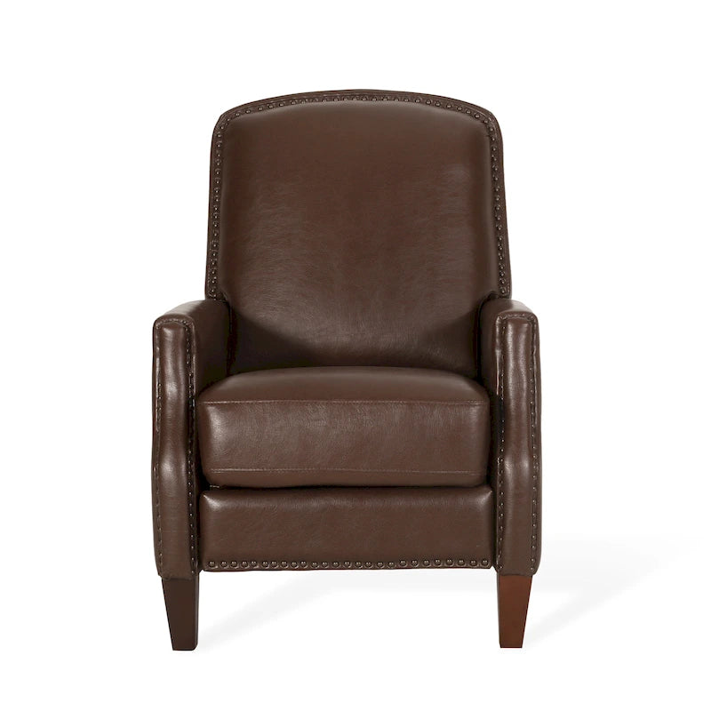 Upholstered Push-Back Recliner Chair with Nailhead Trim – Faux Leather