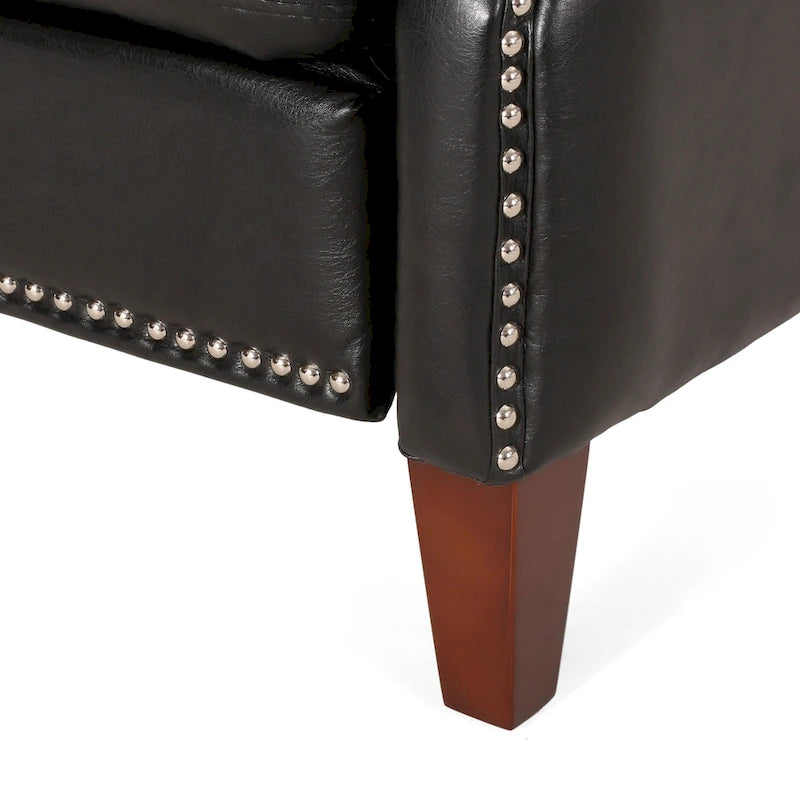 Gepolsterter Relaxsessel mit Rückstoßfunktion und Nagelkopfbesatz – Kunstleder