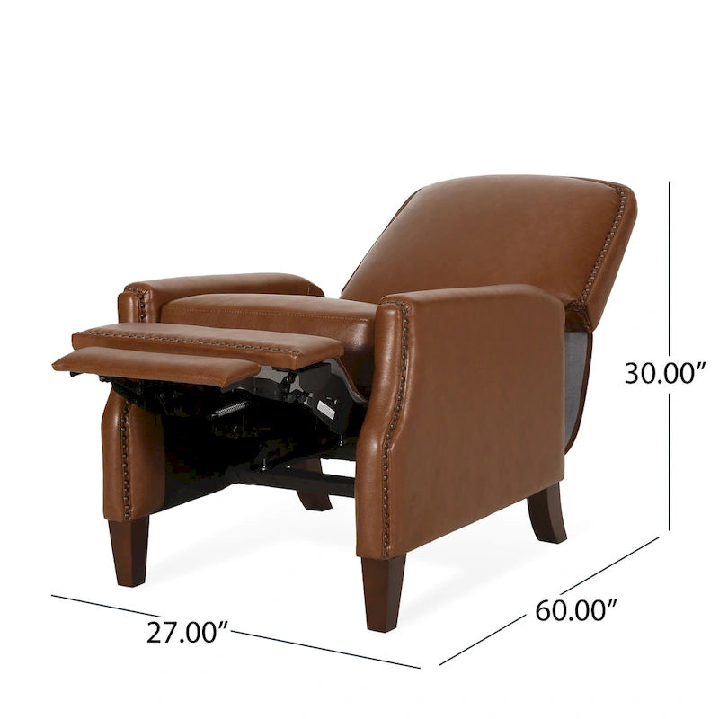 Gepolsterter Relaxsessel mit Rückstoßfunktion und Nagelkopfbesatz – Kunstleder