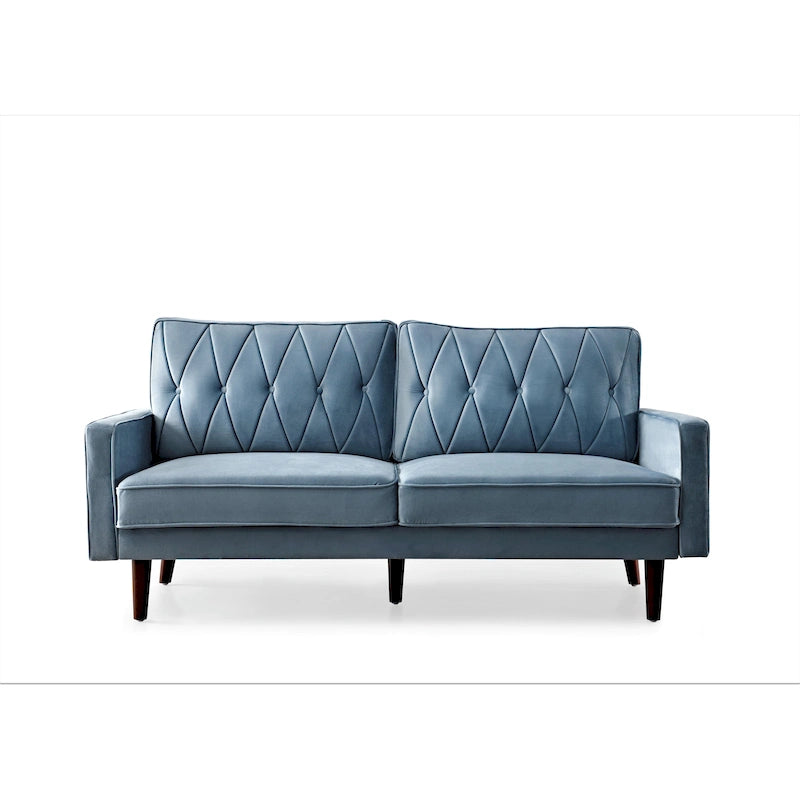 69.3" Mid-Century Modern Velvet Tufted Sofa with Tapered Legs