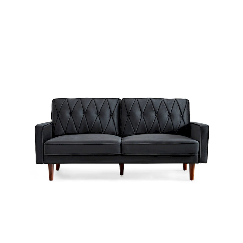 69.3" Mid-Century Modern Velvet Tufted Sofa with Tapered Legs
