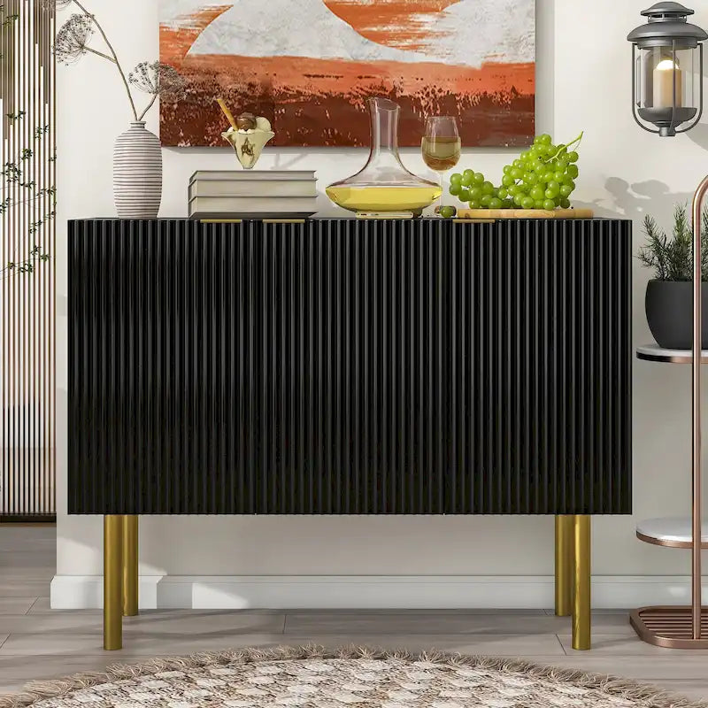 47-Zoll-Anrichte im modernen Stil mit goldfarbenen Metallbeinen – Eingangskonsole mit 3 Türen