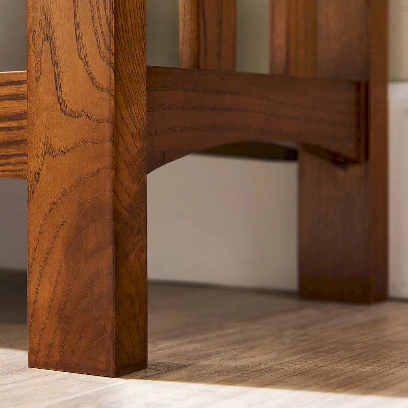 Tavolo consolle libreria in legno massello stile Mission con 2 cassetti