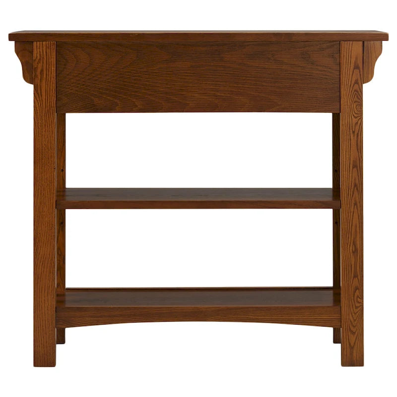 Tavolo consolle libreria in legno massello stile Mission con 2 cassetti