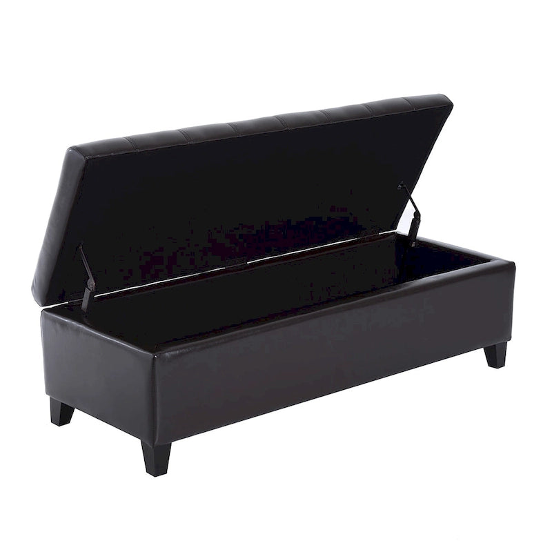 51-Inch Faux Leather Tufted Storage Ottoman Bench