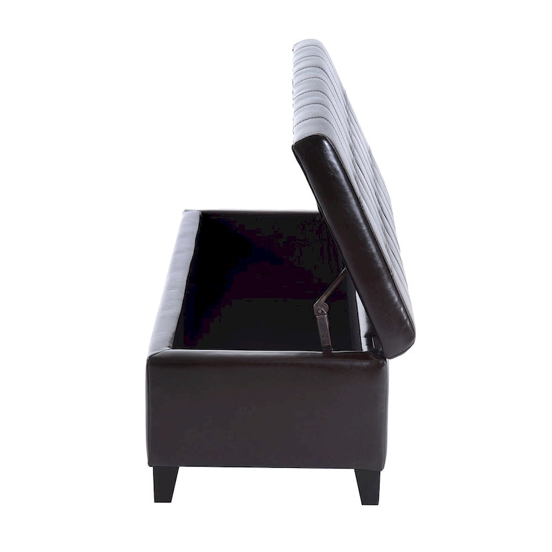 Banquette ottomane de rangement capitonnée de 51 pouces en similicuir