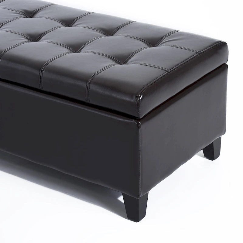 Banquette ottomane de rangement capitonnée de 51 pouces en similicuir