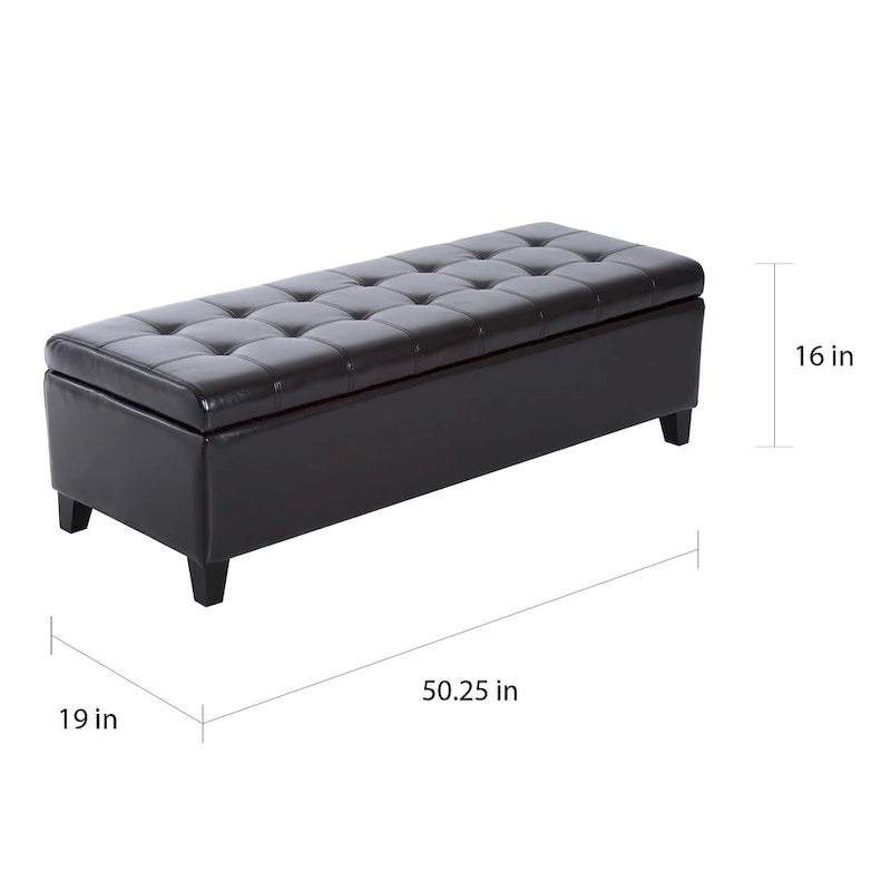 Banquette ottomane de rangement capitonnée de 51 pouces en similicuir