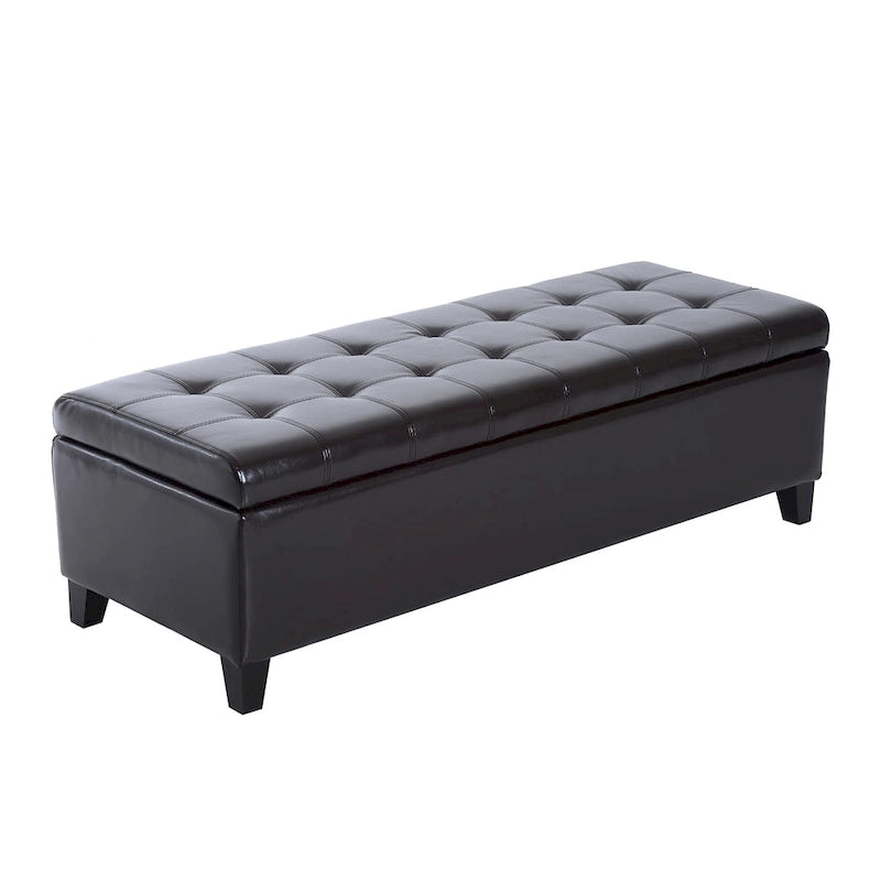 Banquette ottomane de rangement capitonnée de 51 pouces en similicuir