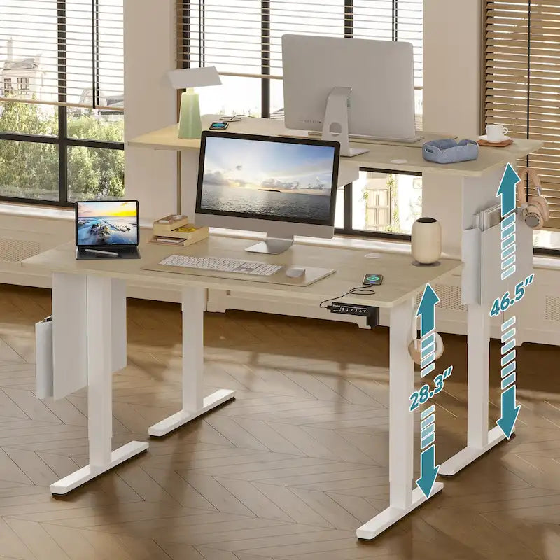 Elektricky výškově nastavitelný stojací stůl s USB portem a organizací kabelů