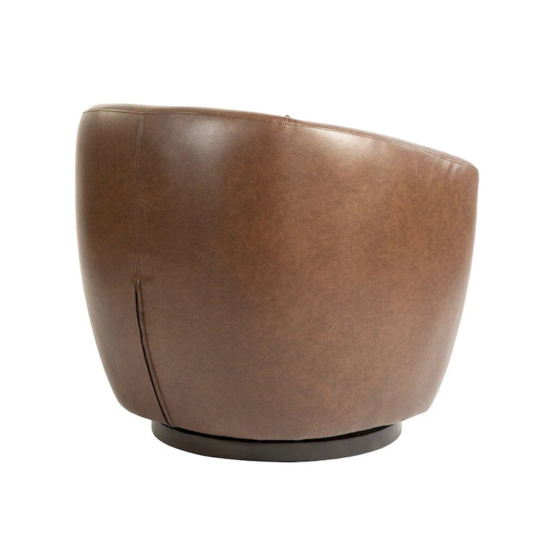 360° Swivel Barrel Armchair with Hidden Storage – Upholstered PU Accent Chair