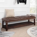 60" Upholstered Entryway & Bedroom Bench with Birch Wood Legs