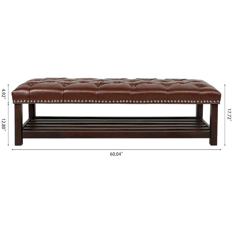 60" Upholstered Entryway & Bedroom Bench with Birch Wood Legs