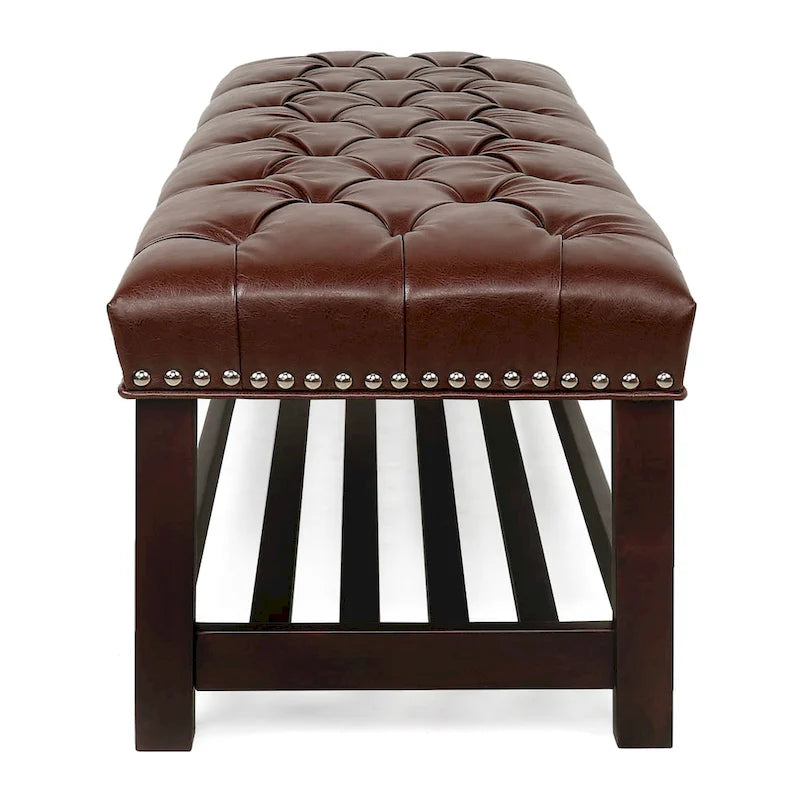 60" Upholstered Entryway & Bedroom Bench with Birch Wood Legs