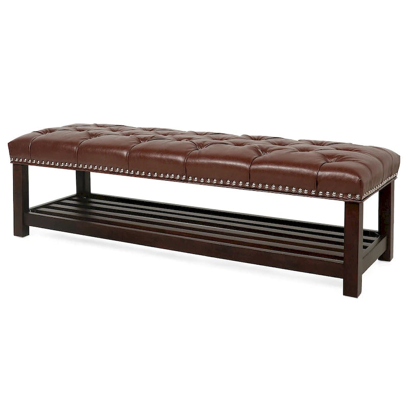 60" Upholstered Entryway & Bedroom Bench with Birch Wood Legs