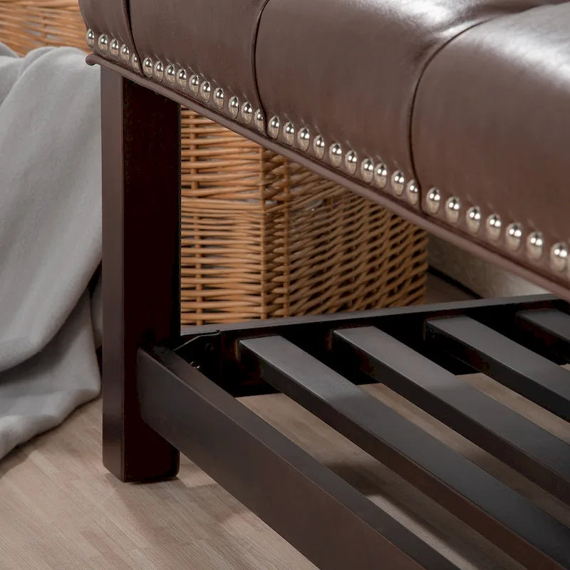 60" Upholstered Entryway & Bedroom Bench with Birch Wood Legs