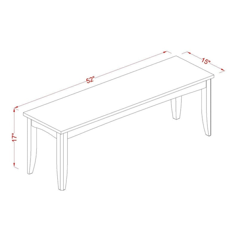 Banquette de salle à manger de 52" en hévéa massif avec assise rectangulaire — Plusieurs finitions