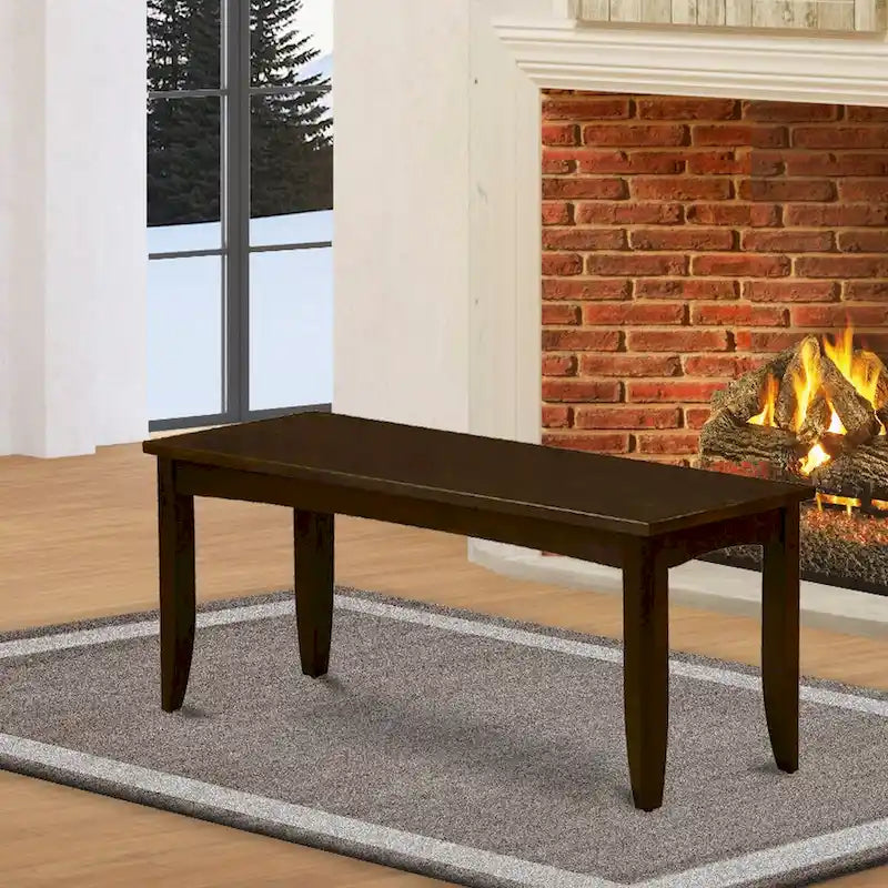 52" Solid Rubberwood Dining Bench with Rectangular Seat — Multiple Finishes