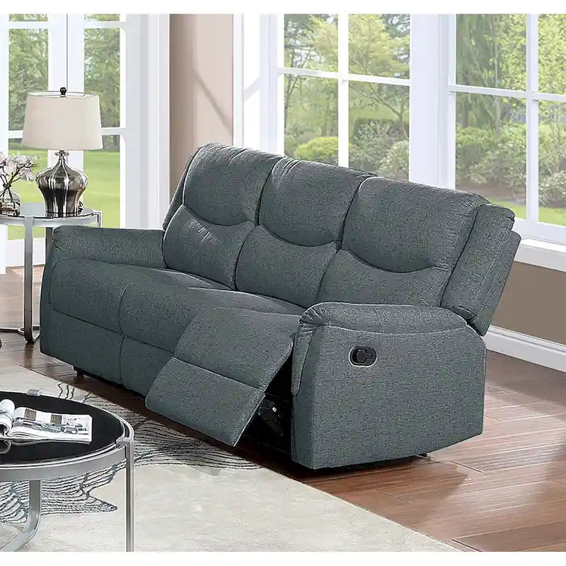 3-Seat Manual Recliner Sofa with Plush Armrests and Headrest Support