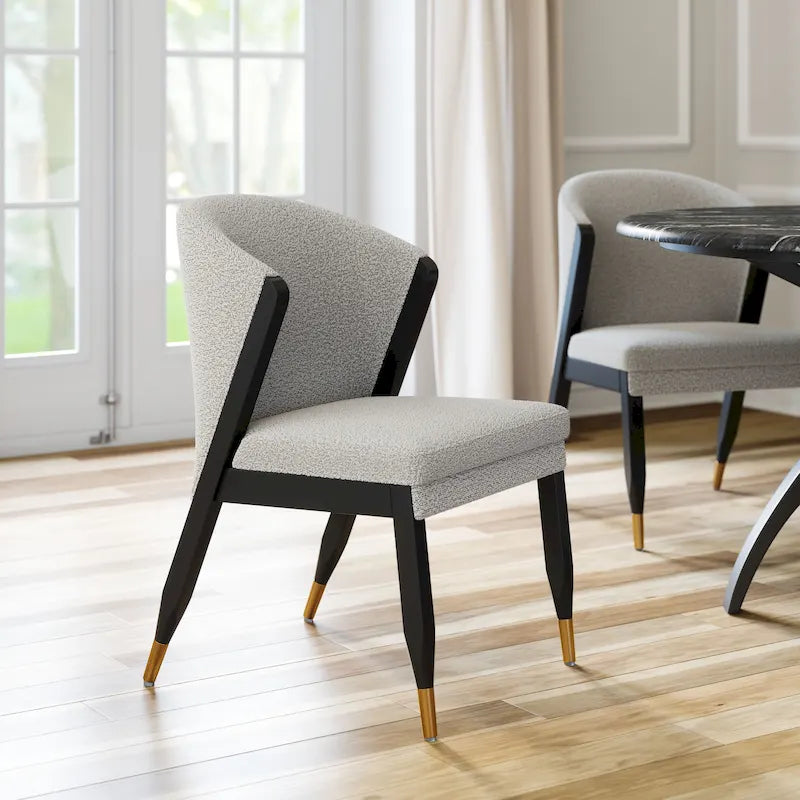 Chaise de salle à manger moderne rembourrée avec structure en bois massif — Gris brumeux