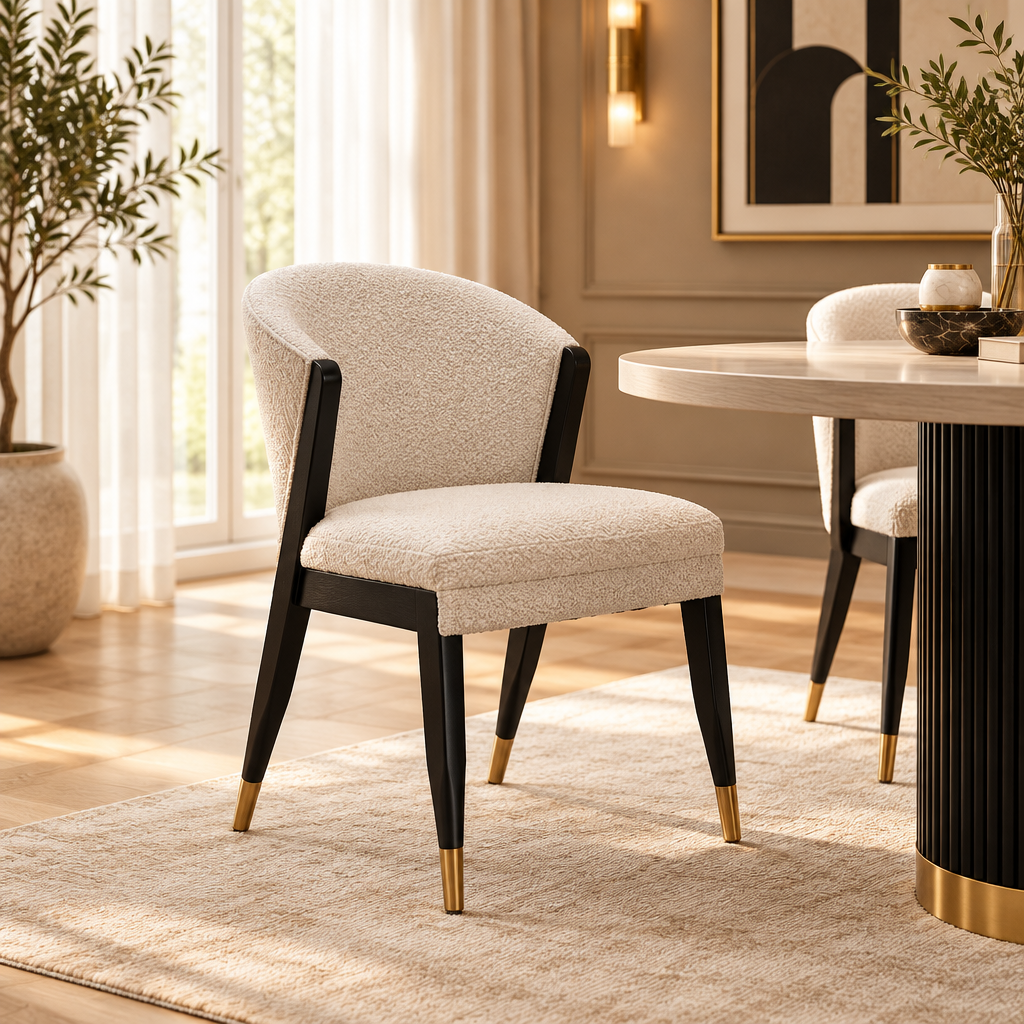 Cream Dining Chair Art Deco Scene