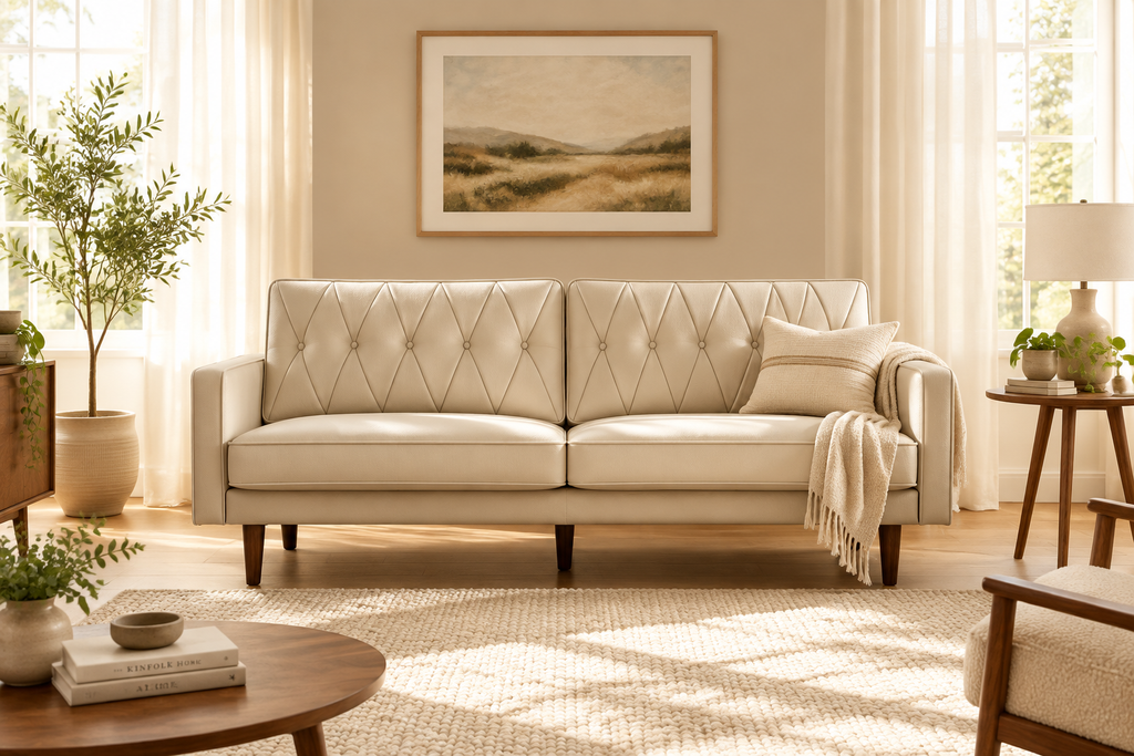 Cream Tufted Sofa Lifestyle Scene