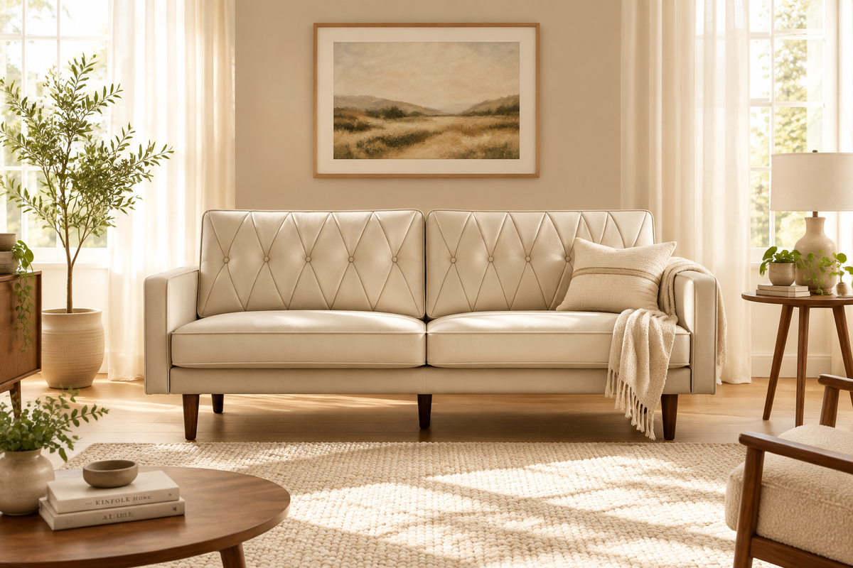 Cream Tufted Sofa Lifestyle Scene