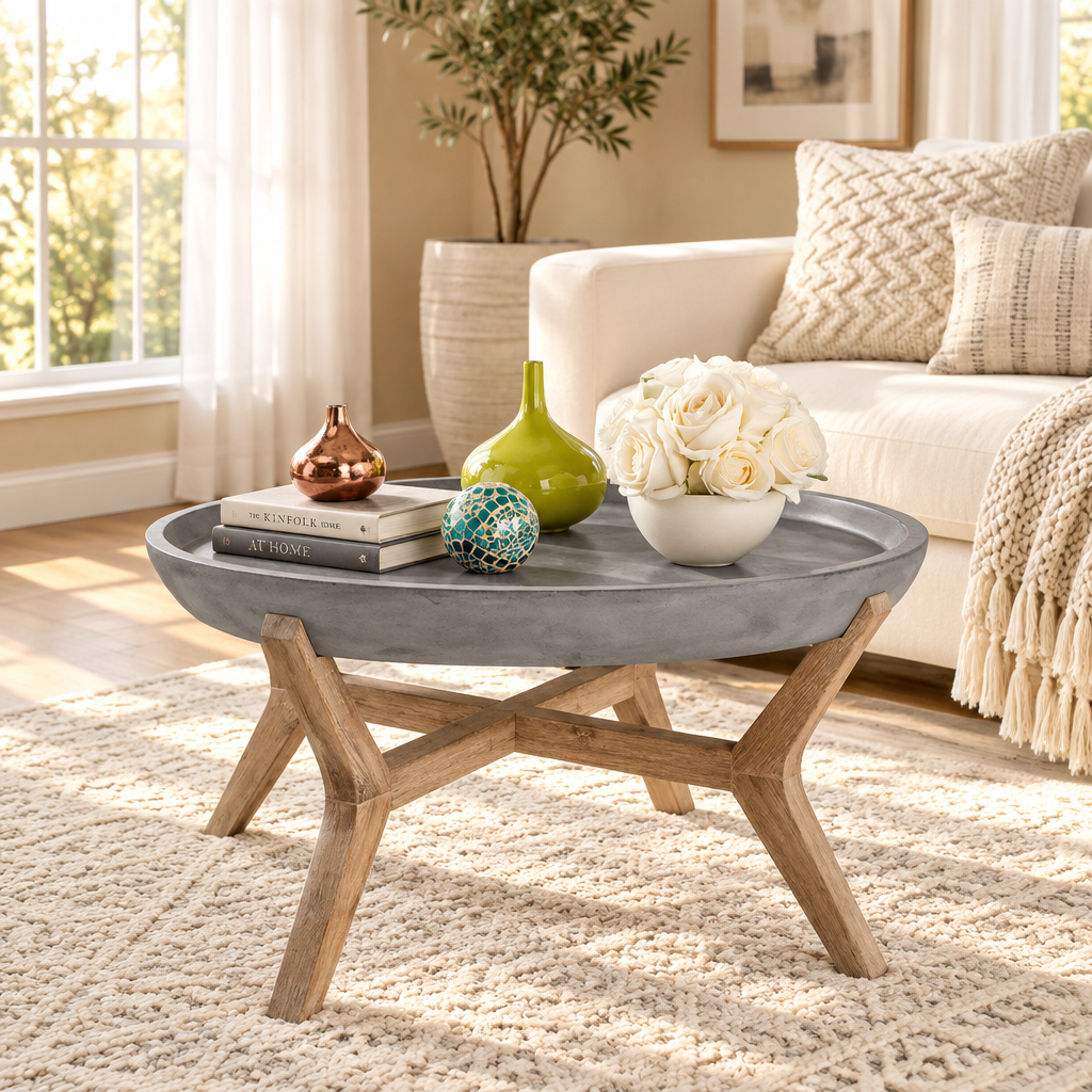 Gray Concrete Coffee Table New Background